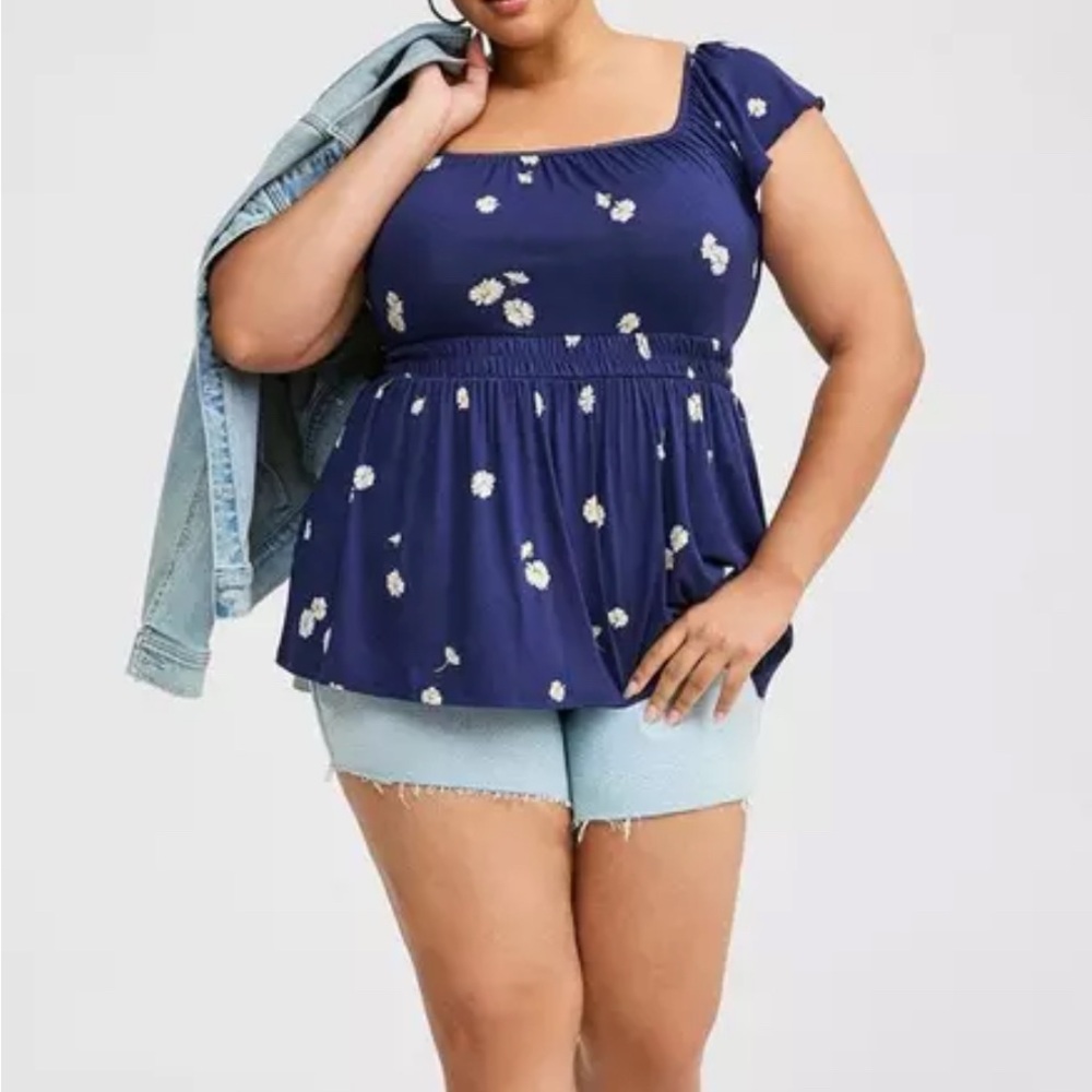Square neck cinched waist babydoll tank